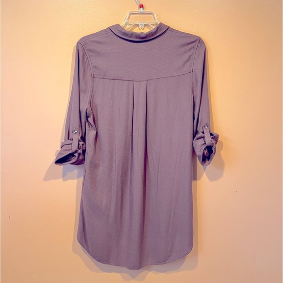 Altar’d State Size Small Cocoa Brown Women’s V Neck Roll Tab Sleeve Shirt Dress - Picture 6 of 7